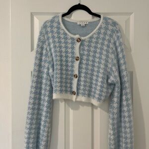 Blue & White Cropped Cardigan